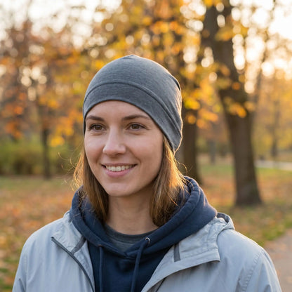 femme parc bonnet gris