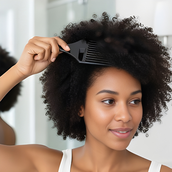 femme peigne afro